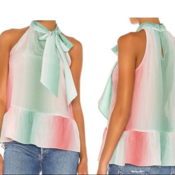 Nwt Parker Ny Bianca Ombr Stripe Silk Top